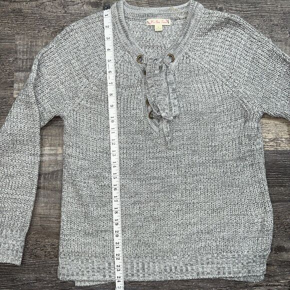 It's Our Time Knit Sweater Women's Scoop with Tie Neck Long Sleeve Size Small - Picture 10 of 12